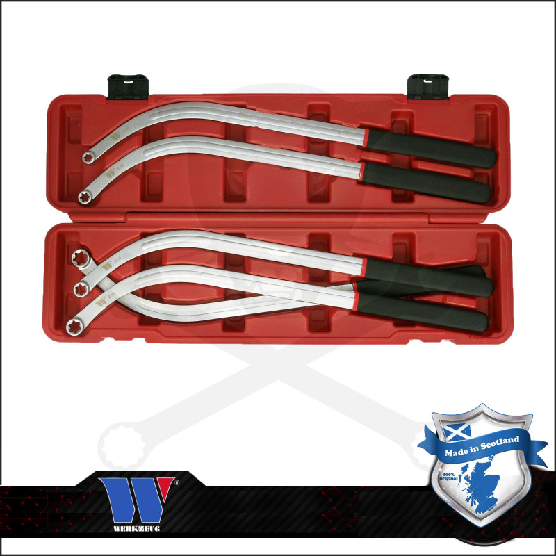 Ékszíjszerelő készlet hajlított hosszú 5 db E-torx kulcs E10-E18