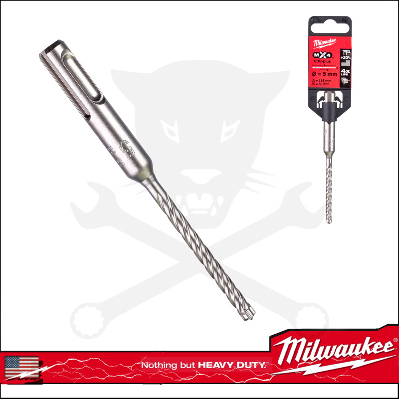 Kőzetfúró 5 x 115 mm - négyélű SDS-Plus - MX4 Milwaukee