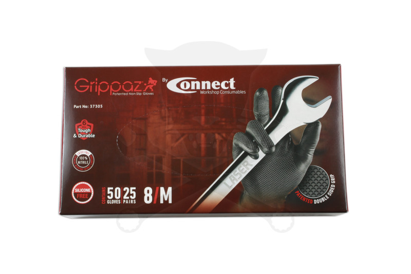 Kesztyű Grippaz 100% Nitril 8/M - dobozos 50 db-os - FEKETE