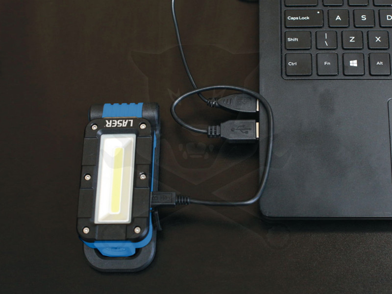 Szerelőlámpa - LED 02 COB akkus - USB - IPX5 összecsukható - Laser