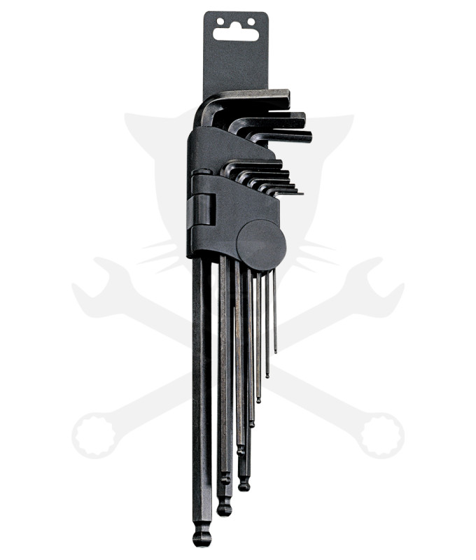 Imbuszkulcs készlet 9 db-os hosszú gömvégű - colos - Genius