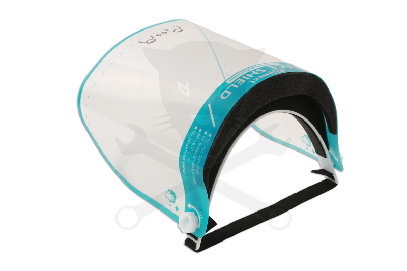 Arcvédő pajzs szivacsos homlokvédővel és gumifejpánttal - víztiszta-