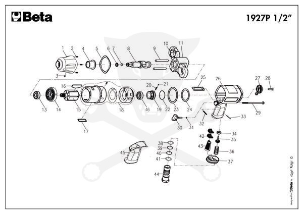 Légkulcs 1/2" 1750 Nm - narancs-fekete - Beta