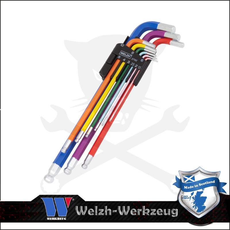 Imbuszkulcs készlet extra hosszú, gömbv. 1.5 - 10 mm - 9 r.- Welzh