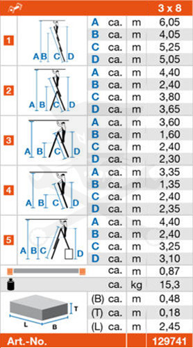 Létra ALU létrafokos sokcélú álló 3x 8 fokos - Krause Monto TRIBILO