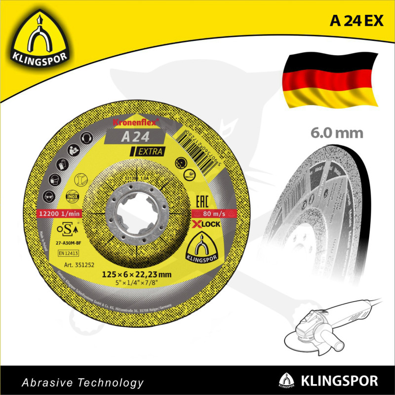 Vágókorong 125 x 6.0 x 22.23 mm INOX 80m/s - X-Lock A24EX - Klingspor