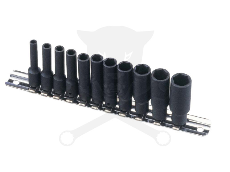 Légkulcsfej készlet 6 lapú 1/4" 11 db-os 4-13 mm metrikus hosszított