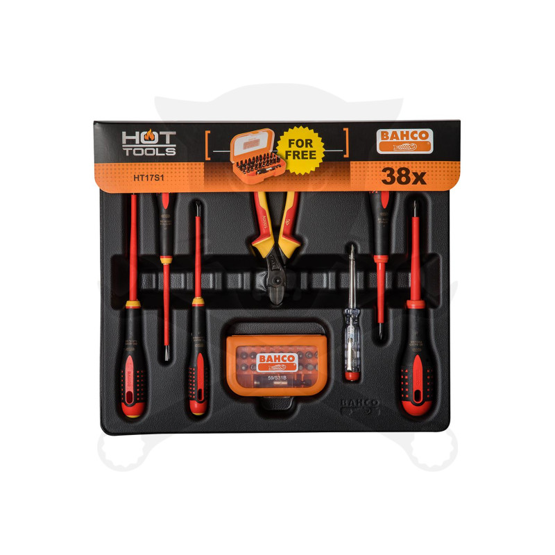 Tálcás csavarhúzó készlet 1000V szigetelt + oldalcsípő + bit készlet - 2/3