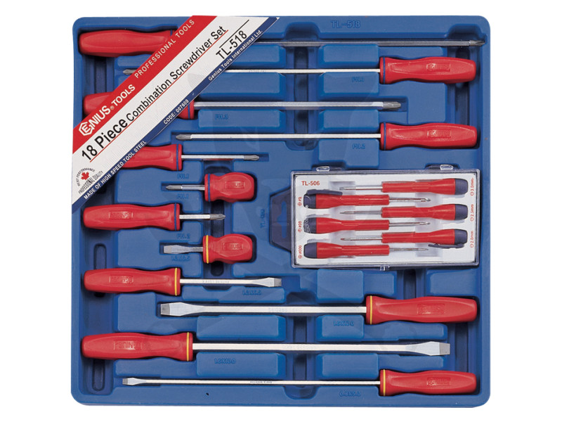 Tálcás Genius csavarhúzó készlet SL + PH + műsz. 18 db-os - 2/3