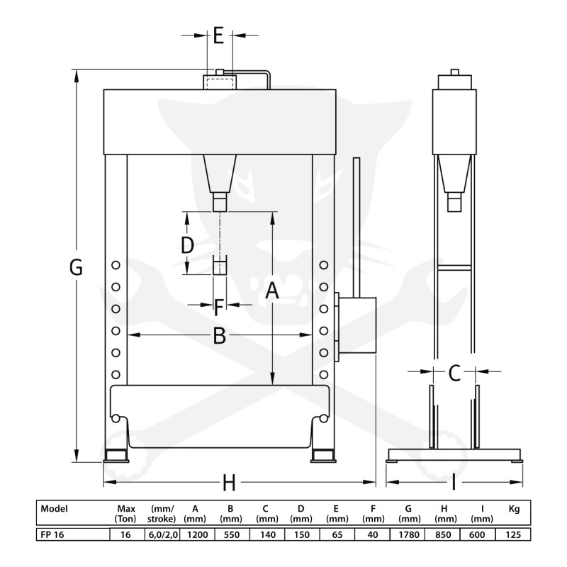 Prés 16 t hidraulikus - lábpedálos - Compac FP 16