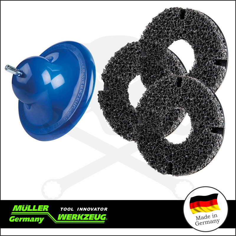 Tisztítókorong - négertárcsa befogó 160 x 60 mm + 3 db tárcsa készlet