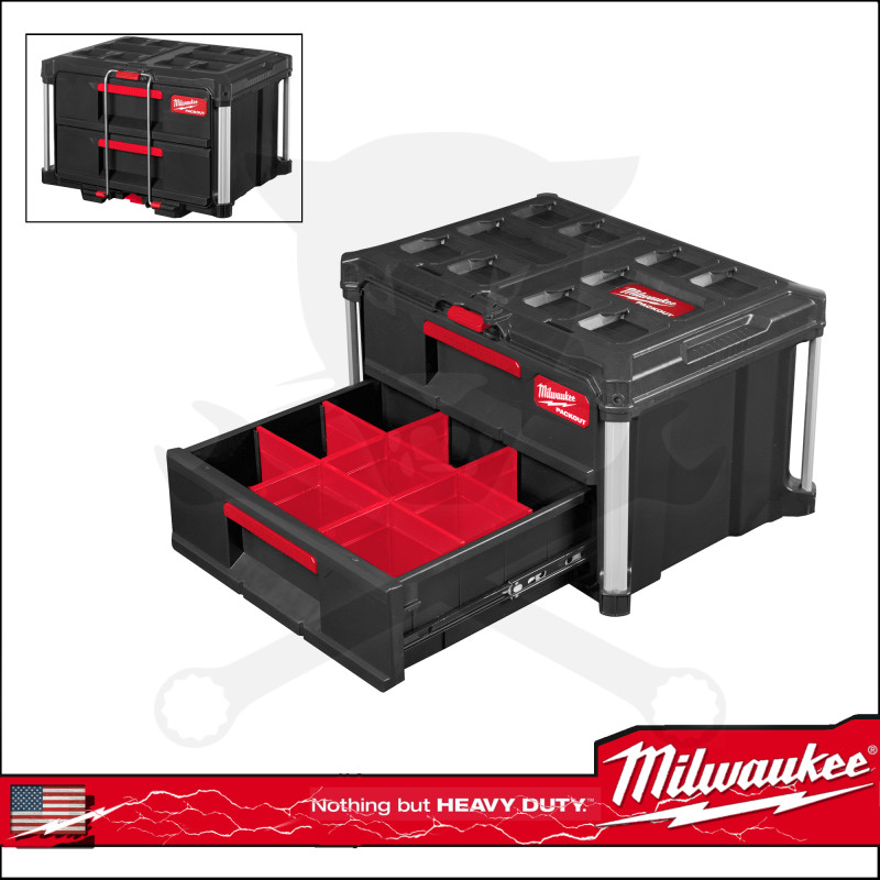 Packout - 2 fiókos tároló és szortimenter 560x410x360 mm Milwaukee