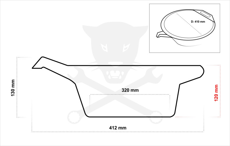 Olajleeresztő tálca 8 literes - átm: 400 mm x mag: 125 mm - BGS BF22