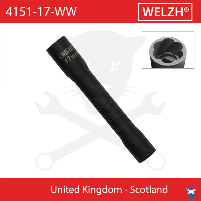 Csavarkiszedő és kerékőr leszedő kulcs 1/2" hosszú 17 mm