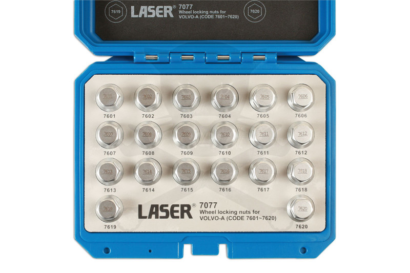 Kerékőr kulcs készlet Volvo gyári kerékőrhöz 20 db "A" Code 7601-7620