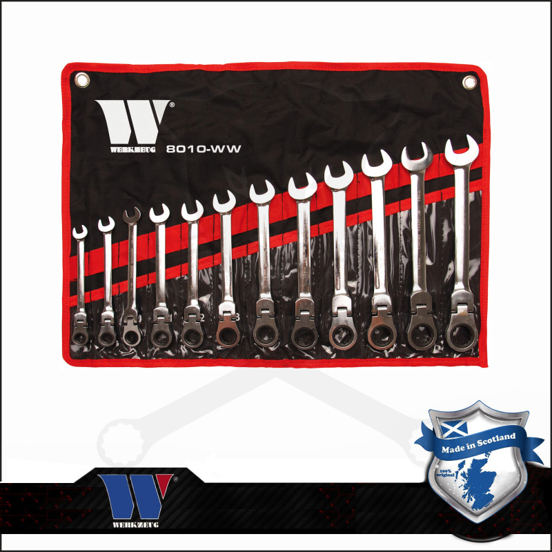 Csillag-villás racsnis-csuklós készlet 8-19 mm 12 részes 72 fogas - Welzh