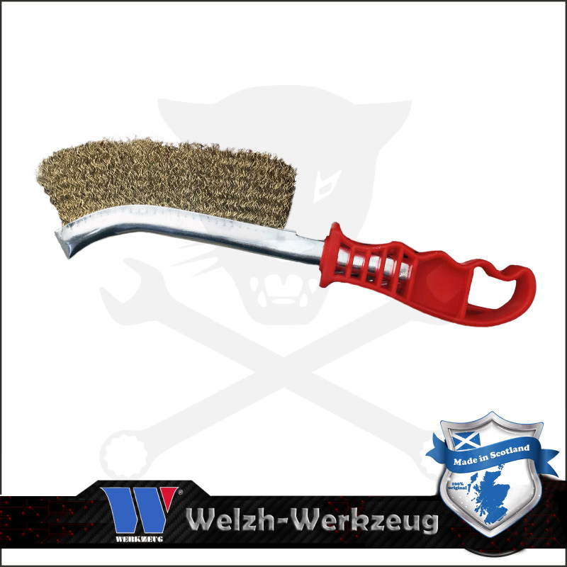 Drótkefe Féknyereg tisztító kefe - sárgaréz bevonattal 260 mm Welzh