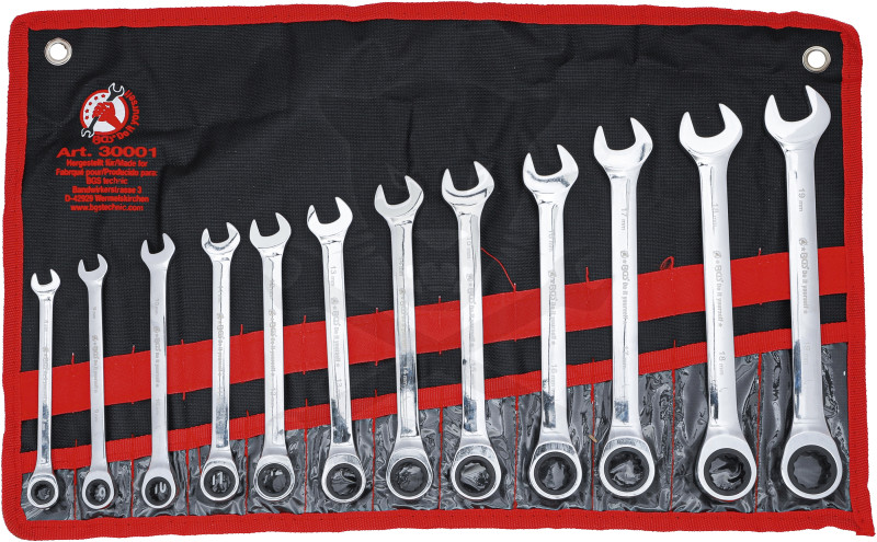 Csillag-villás racsnis készlet 12 db-os 8-19 mm - Kraftman