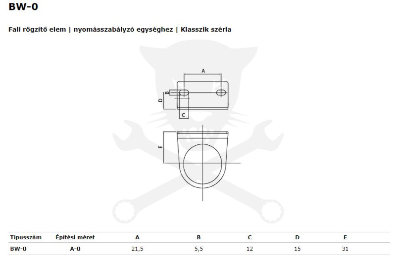 Nyomásszabályzó egységhez tartó konzol A-0 méret