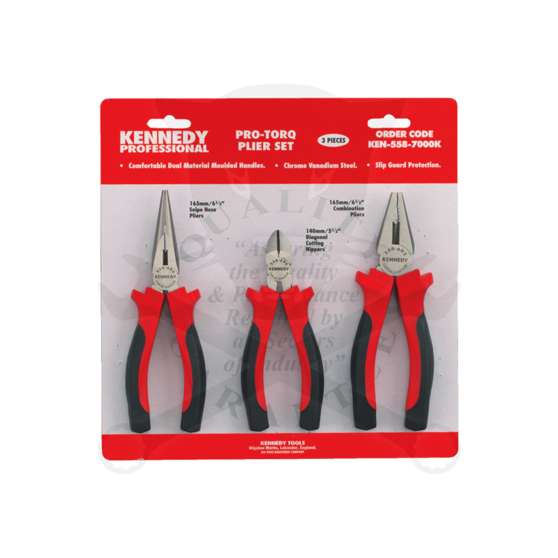 Fogó készlet 3 db-os - kombi. oldalcs. hosszúcs Pro-Torq Kennedy (KEN-558-2120K)