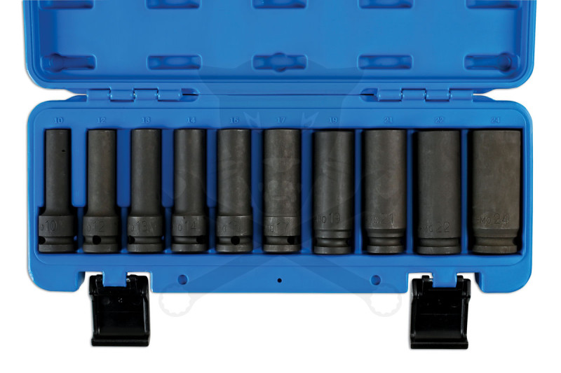 Légkulcsfej készlet 1/2" 10-24 mm metrikus hosszú 12 l. 10 db-os - TS20