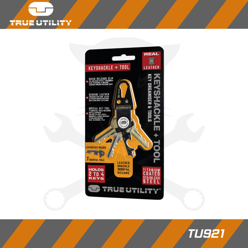 Multifunkciós szerszám, KEYSHACKLE+ 7in1 valódi bőr heveder - True