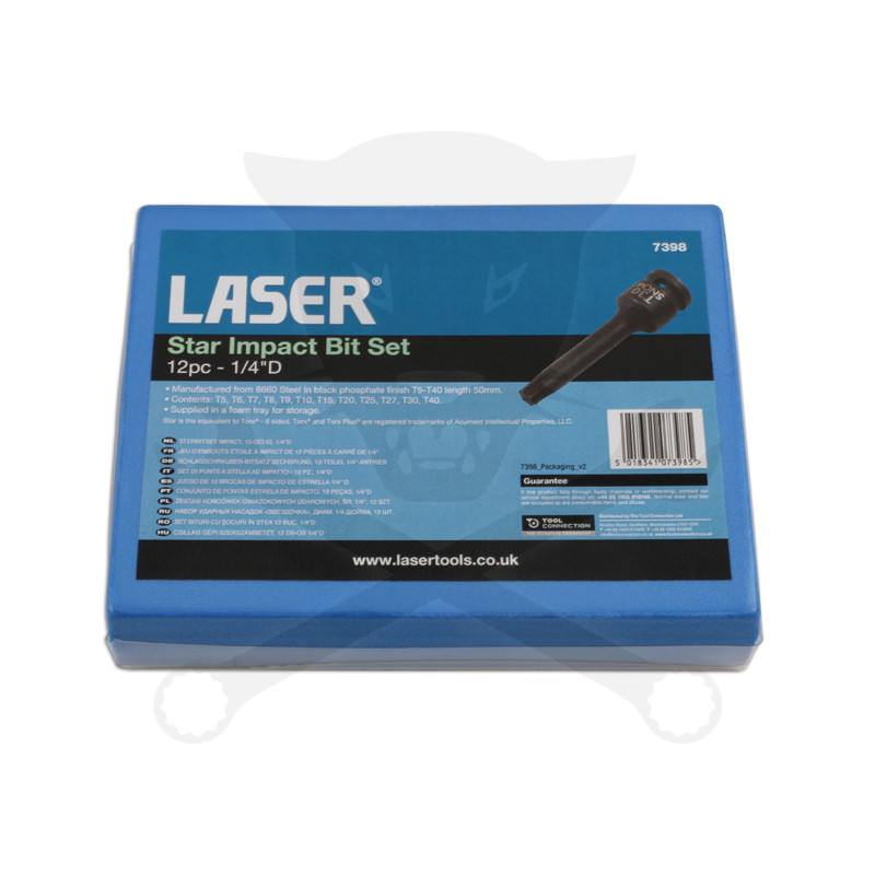 Légkulcsfej készlet 1/4" Torx T5-T40 - hosszú profil 12 db-os