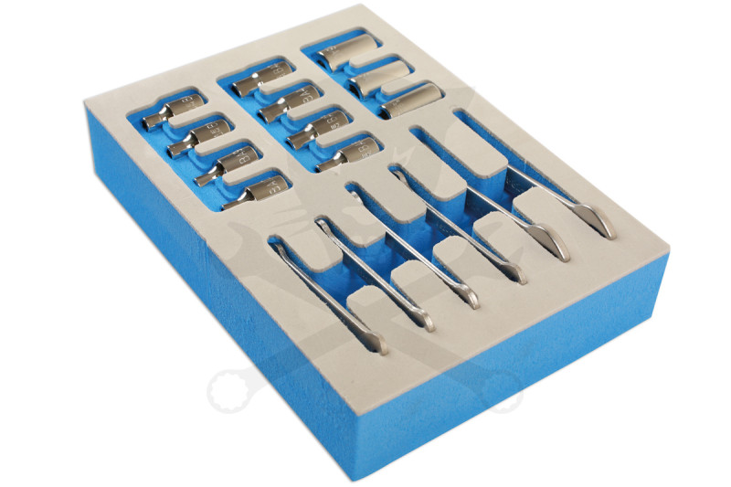 Kettős villáskulcs és dugókulcs készlet 17 db mini BA tálcás