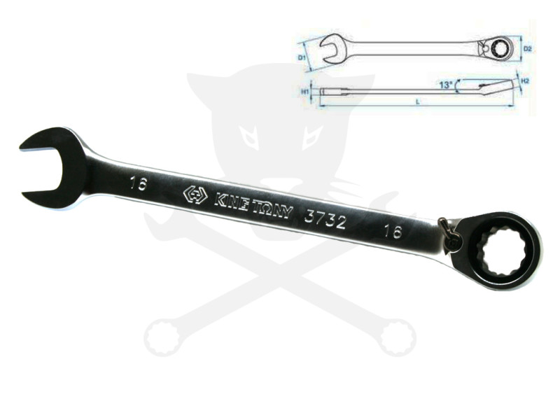 Csillag-villás racsnis 16 mm-es irányv. KingTony