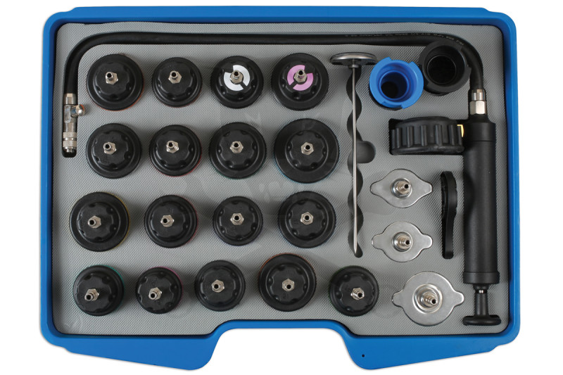 Hűtőrendszer-nyomásvizsgáló készlet 25 db-os - szgk járművekhez -TS20