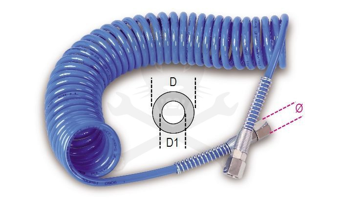 Levegőcső spirál 4 m kék - 5 mm x 8 mm - 1/4" BM - 98 Shore (1914/5x4MT)