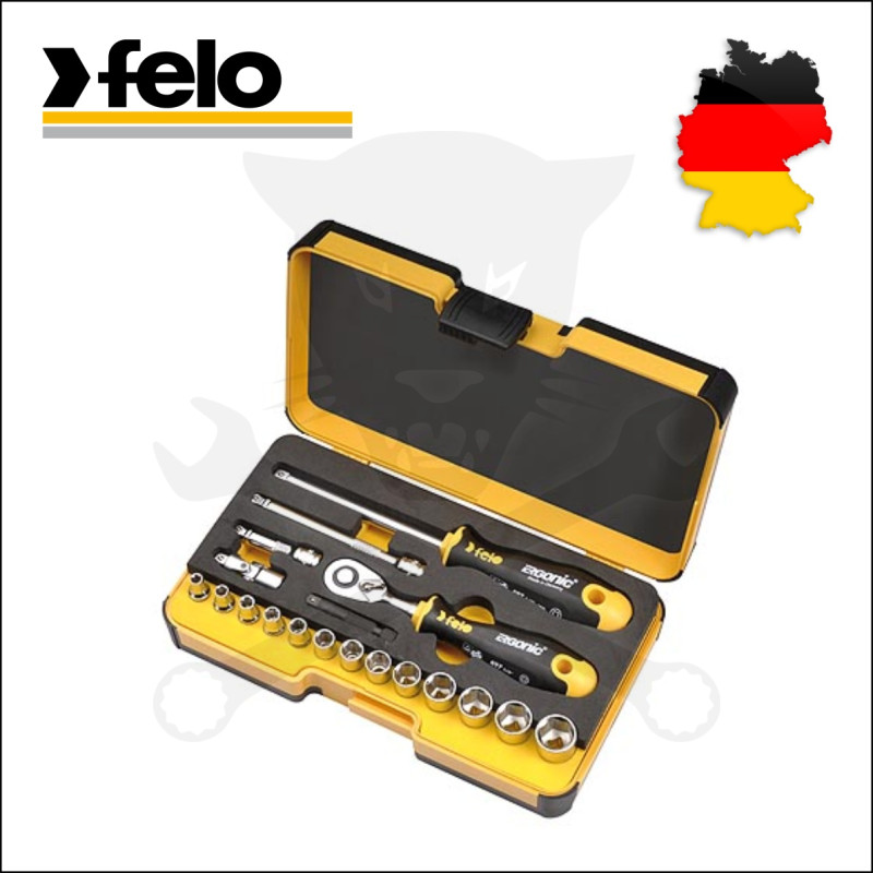 Dugókulcs készlet 1/4" 6 lap 4-14 mm 19 részes - FELO