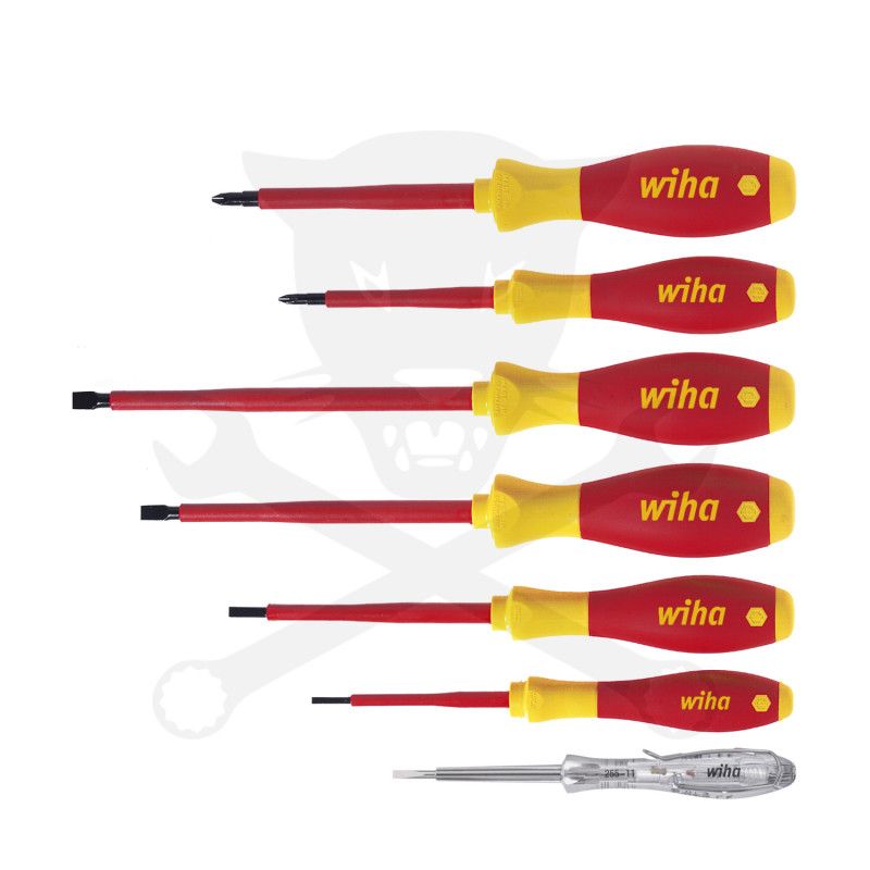 Szigetelt VDE 1000 V-os Csillag + Lapos+ Fázis csavarhúzó készlet 6+1 db