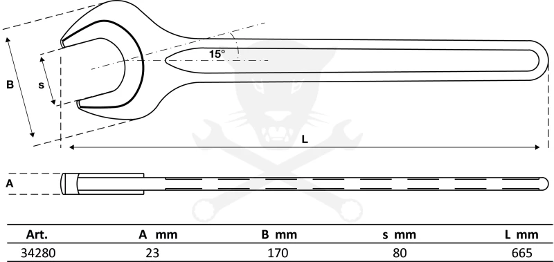 Villáskulcs egyoldalas 80-as - hossz: 665 mm - BGS