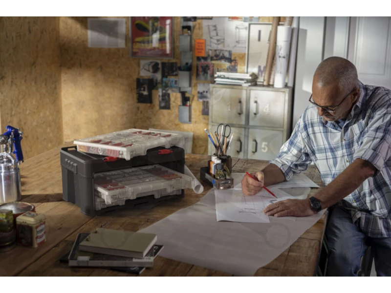 Szerszámos láda - szortimenter 481x332x233 mm 3 fiókos - Stack'N'Roll