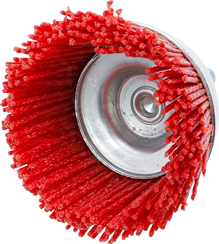 Drótcsiszoló fazékkefe csapos 75 mm - Nylon műanyag piros kefe - BGS
