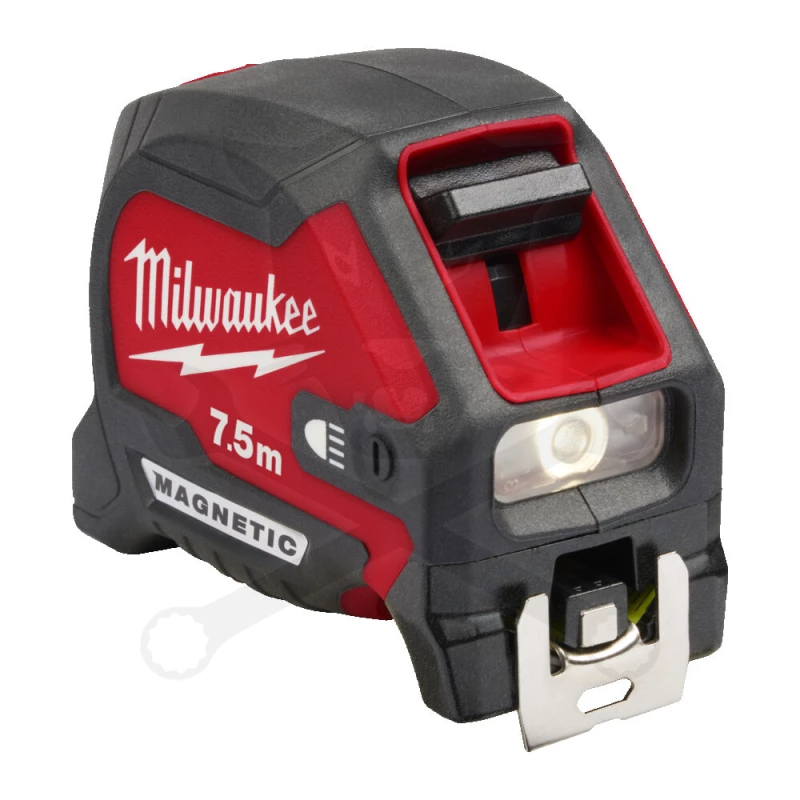Mérőszalag 7,5 m x 30 mm gumírozott ház, LED lámpás - Milwaukee
