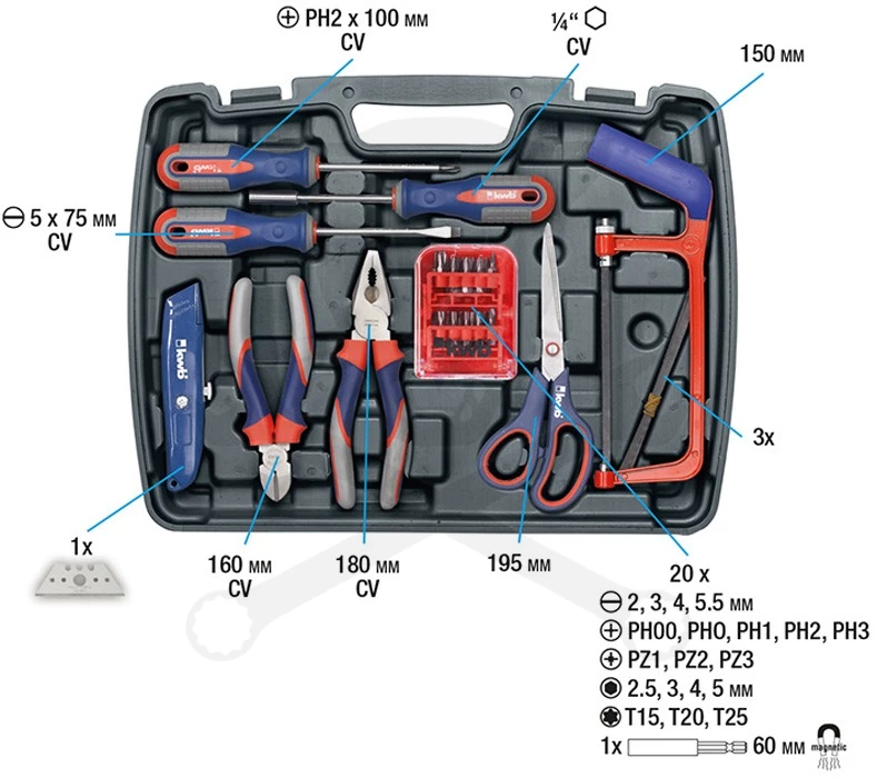 Szerszámkészlet 65 db-os koffer készlet KWB