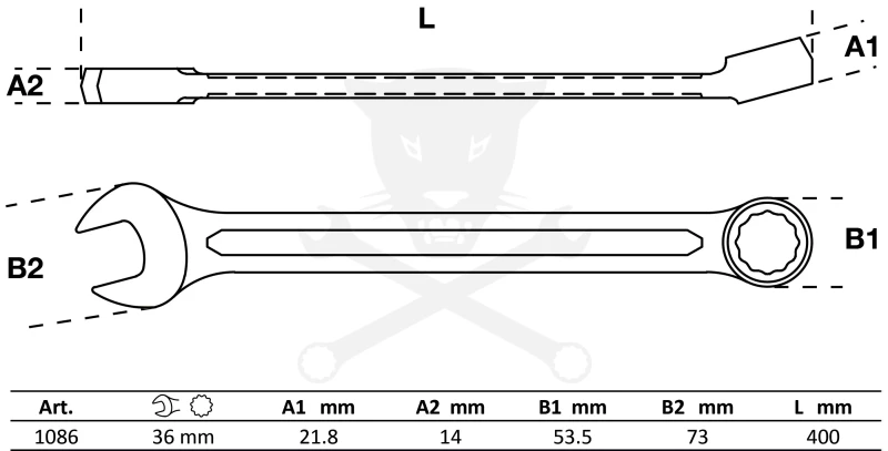 Csillag-villáskulcs 36-os - hossz: 400 mm /hidegen kovácsolt/ - BGS