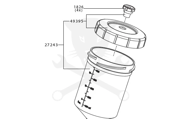Festékszóró pisztolyhoz felsőtartály 0.6 Literes - SATAjet pisztolyokhoz