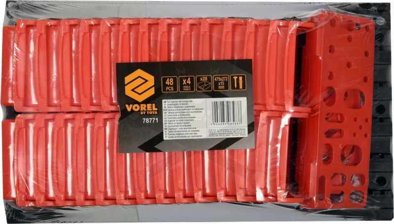 Szerszámtartó panel 48db levehető műanyag doboz+ 4db fém hátfal Vorel