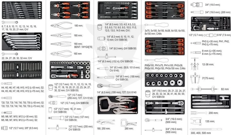 Szerszámos kocsi gyári-felszerelt 165 db-os 7 fiókos - YATO
