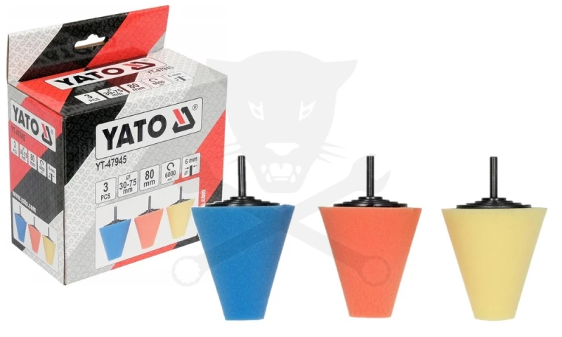 Polírozó korong szivacs készlet felnihez - kúpos 30 - 75 / 80 mm - Yato