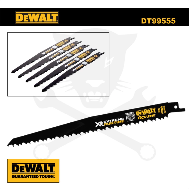 Fűrészlap kardfűrészhez, fára 230 mm 4.2-6.4 T - 5db - DeWalt Extr.