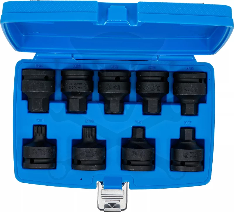 Légkulcs imbuszfej készlet 3/4" 14-24 mm + XZN M16-M18 - 9 db-os - BGS