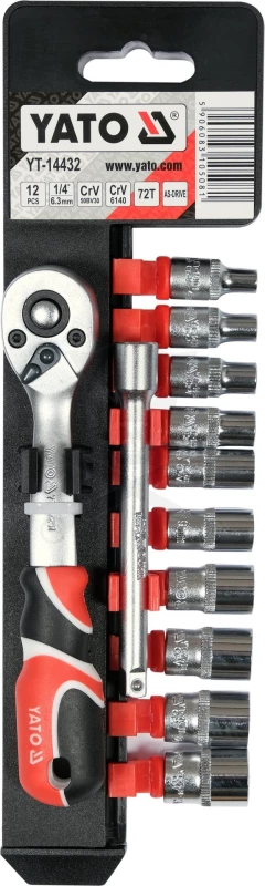 Dugókulcs - crowafej készlet 1/4" 6 lap normál 12 db-os 4-13 mm