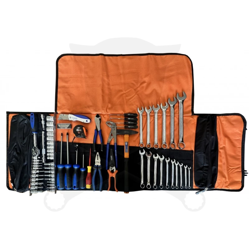 Szerszámkészlet 66 db-os, összetekerhető vászon tartóban -