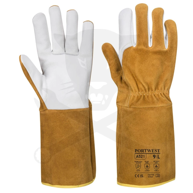 Kesztyű hegesztő, hő-lángálló- Barna, AWI/TIG 9/L - Portwest