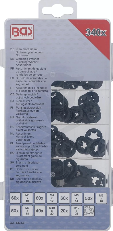 Feszítő / rögzítő alátét készlet M3-M12, 340 db - BGS