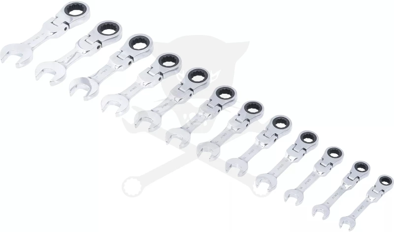 Csillag-villás racsnis készlet 12r. 8-19 mm rövid, 72 fogú csuklós - BGS